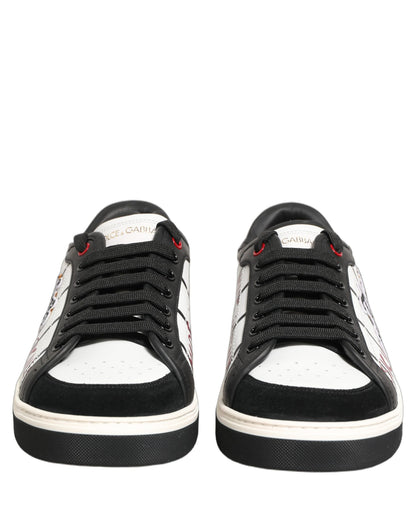 White Black DG Logo King Patch Low-Top Sneaker Shoes