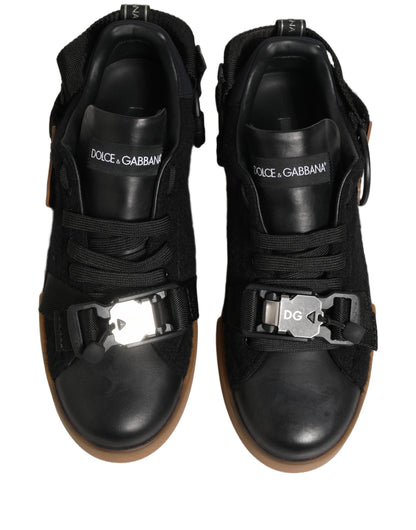 Black Leather Low Trainers Men Sneakers Shoes