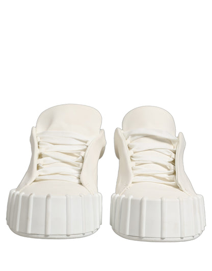 White Leather Low Top Lace Up Sneakers Shoes