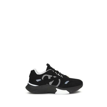 Black Polyester Athletic Sneakers