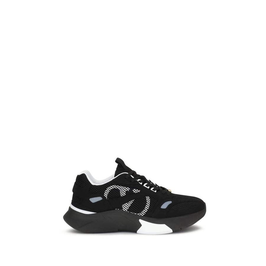 Black Polyester Athletic Sneakers