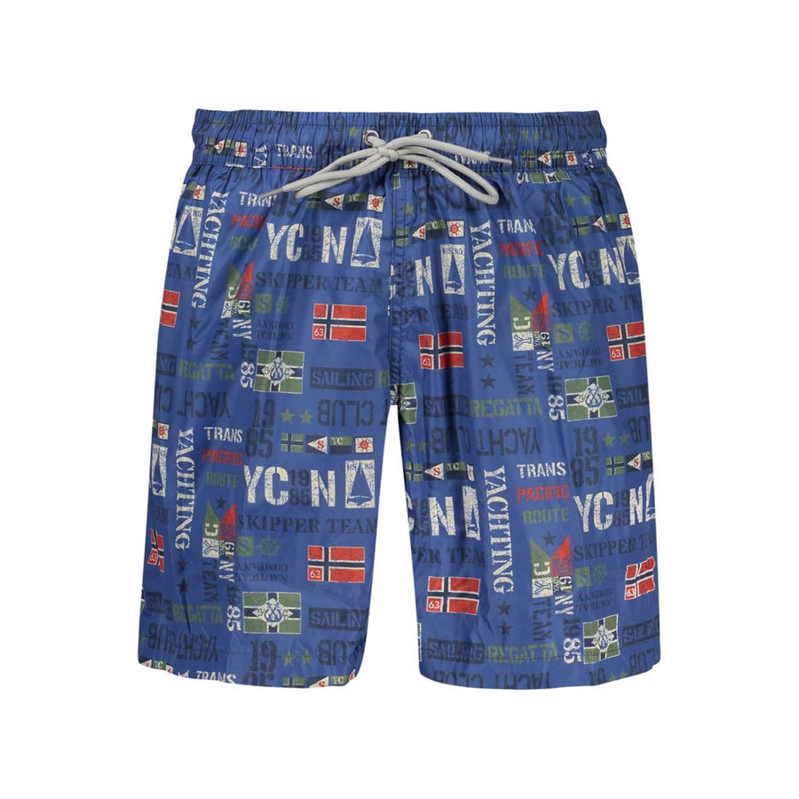 Blue Polyester Men's Swimwear