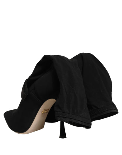 Black Stiletto Heels Mid Calf Boots Shoes