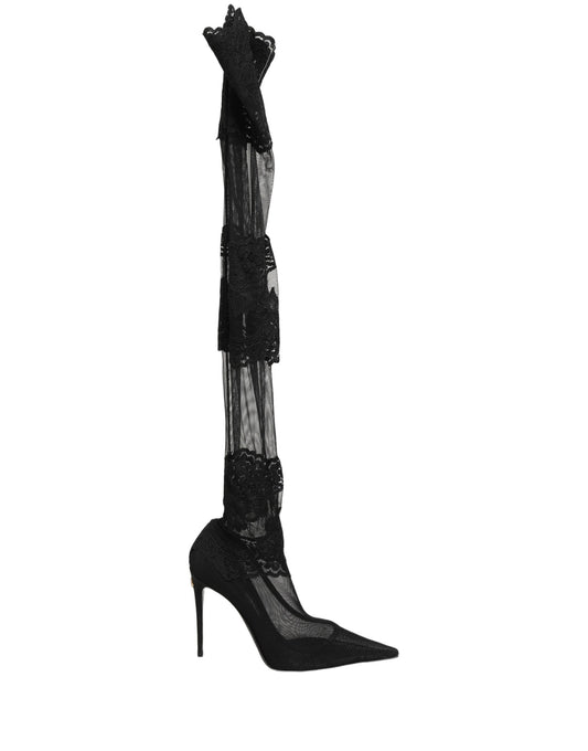 Black Over The Knee Sock Pumps Boots Shoes