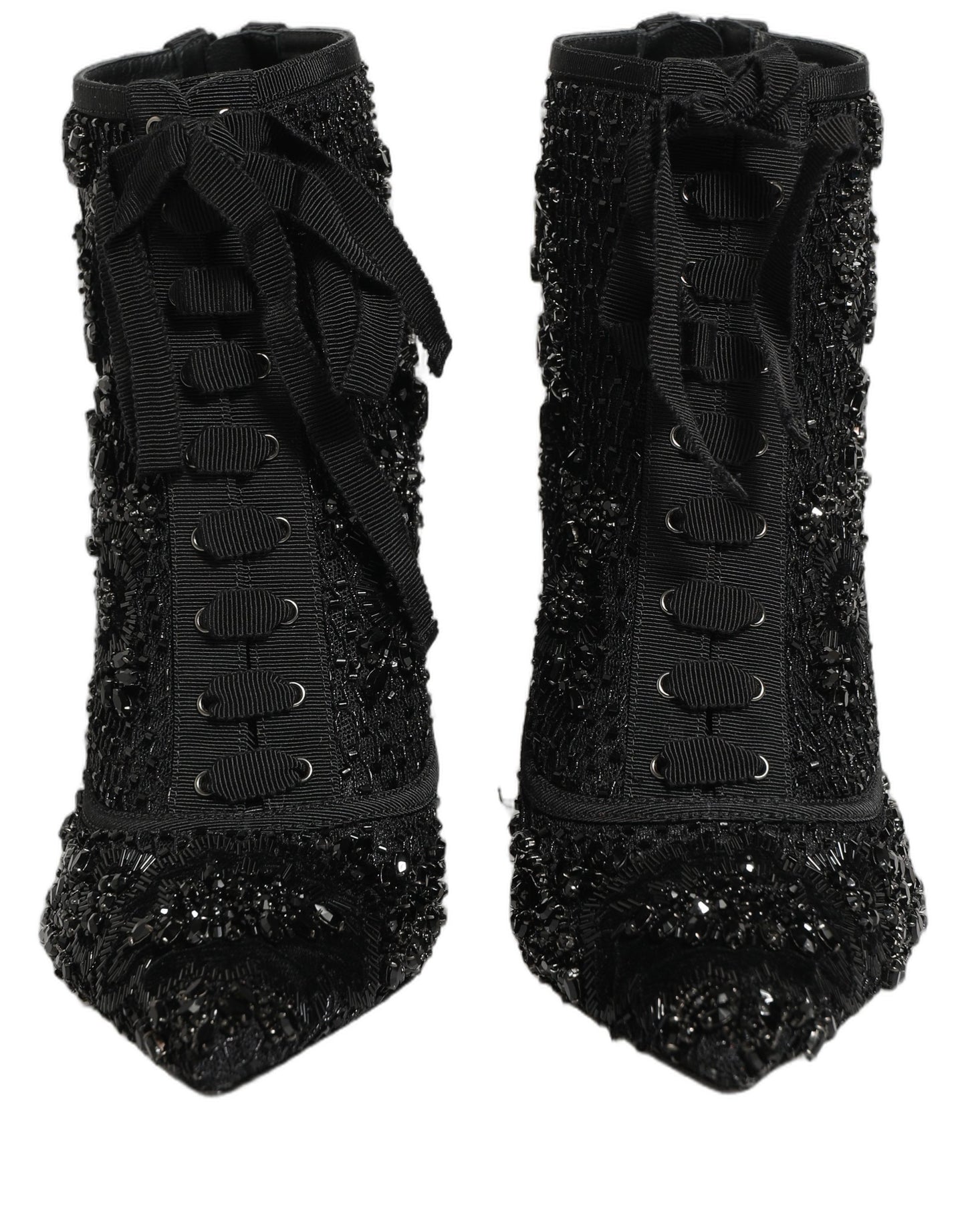Black Embellished Mesh Ankle Boots Shoes