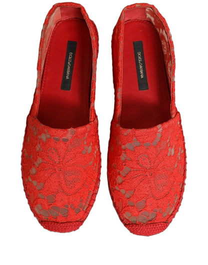 Red Taormina Lace Espadrille Flats Shoes