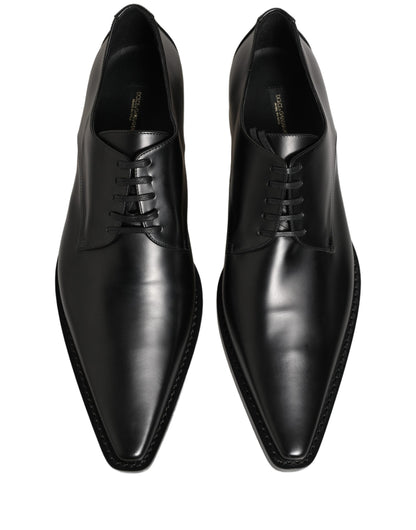 Black Leather Lace Up Derby Dress Shoes