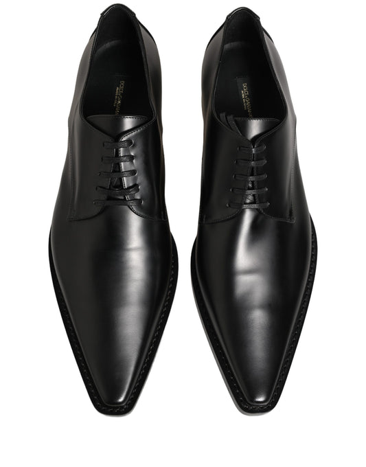 Black Leather Lace Up Derby Dress Shoes