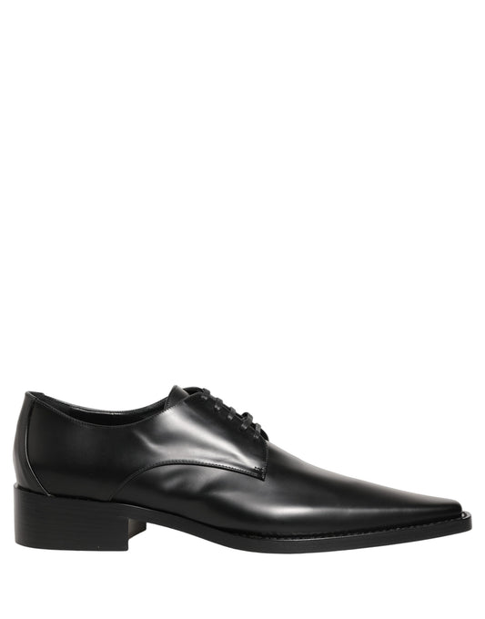 Black Leather Lace Up Derby Dress Shoes