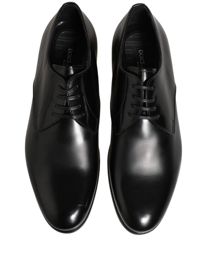Black Leather Lace Up Derby Dress Shoes