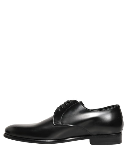 Black Leather Lace Up Derby Dress Shoes