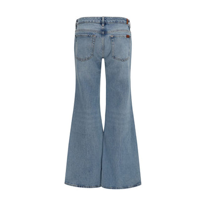 Blue Cotton Flared Jeans
