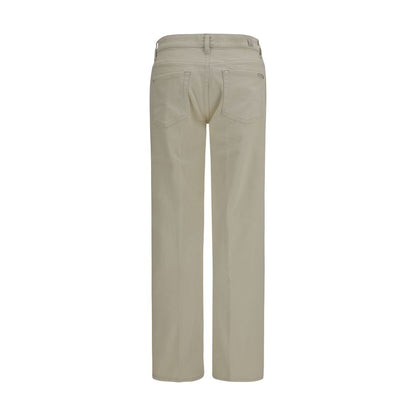 Beige Cotton Straight-Leg Jeans