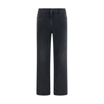 Black Cotton Straight-Leg Jeans