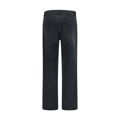 Black Cotton Straight-Leg Jeans