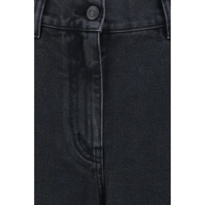 Black Cotton Straight-Leg Jeans