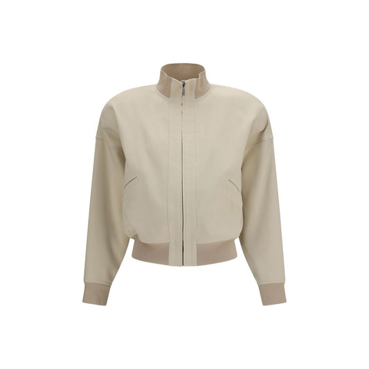 Beige Cotton Bomber