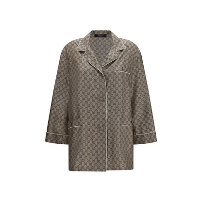 Beige Silk Dress Shirt