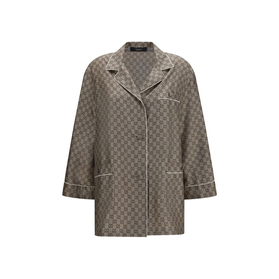 Beige Silk Dress Shirt
