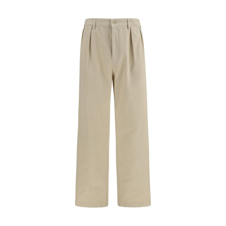 Beige Cotton Casual Pants
