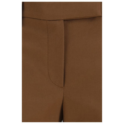 Brown Elastane Casual Pants