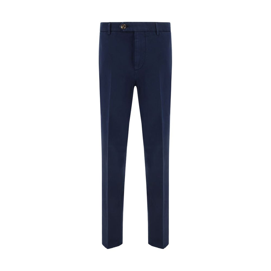 Blue Cotton Casual Pants