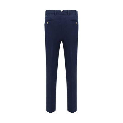 Blue Cotton Casual Pants