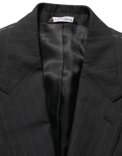 Black Stripes Wool Single Breasted Blazer