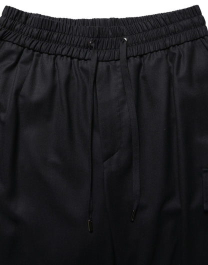 Black Mid Waist Cargo Jogger Sweatpants Pants