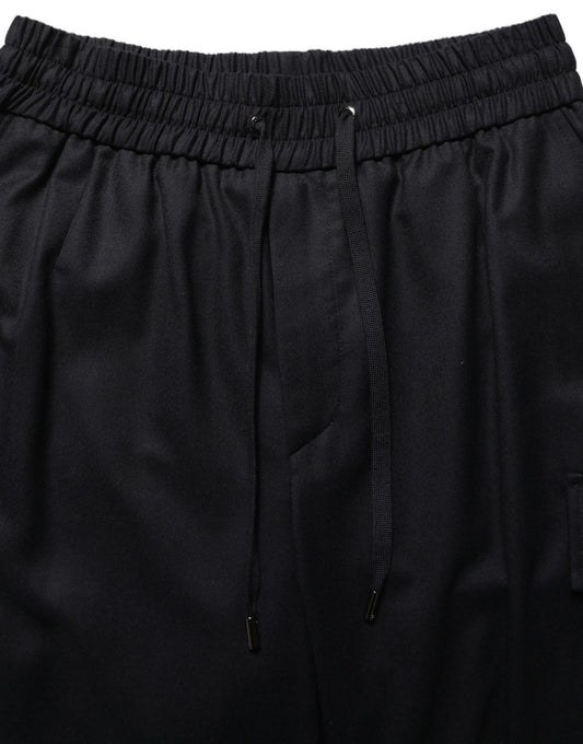 Black Mid Waist Cargo Jogger Sweatpants Pants