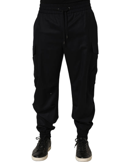 Black Mid Waist Cargo Jogger Sweatpants Pants