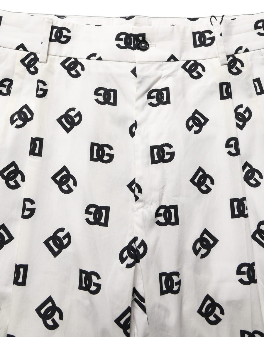 White Logo Skinny Leg Dress Men Trouser Pants