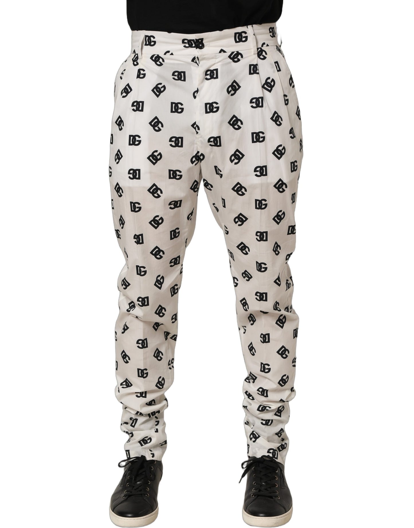 White Logo Skinny Leg Dress Men Trouser Pants
