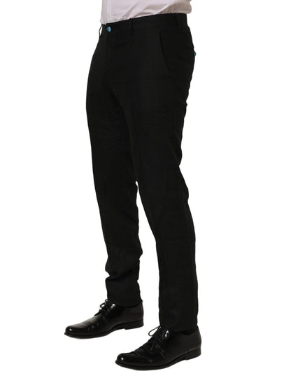 Black Linen Skinny Leg Dress Trouser Pants