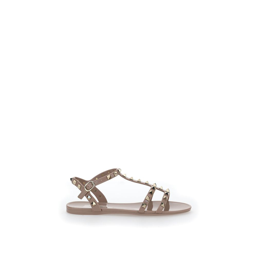 Beige Rubber Flat Sandals