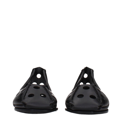 Black Leather Ballet Flats