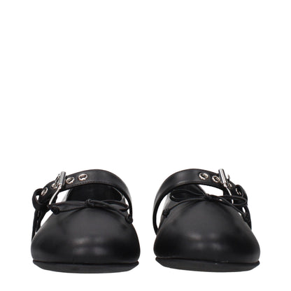 Black Leather Ballet Flats