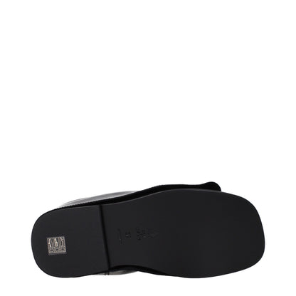 Black Leather Slippers