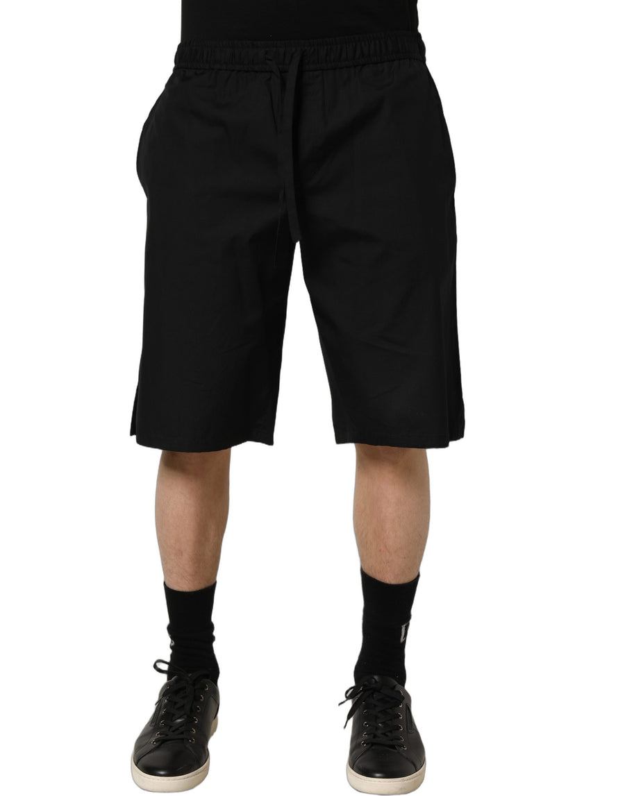Black Cotton Sweatshorts Men Bermuda Shorts
