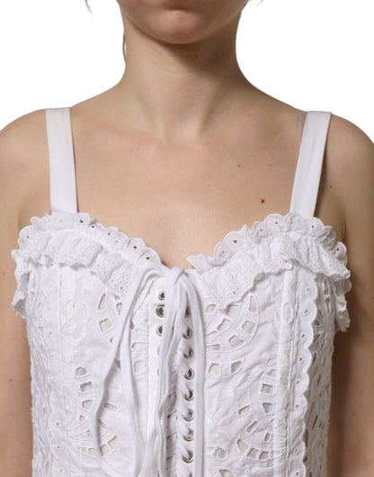 White Broderie Anglaise Cotton Mini Dress