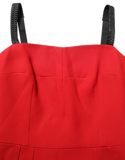 Red Stretch Bodycon Sheath Knee Length Dress