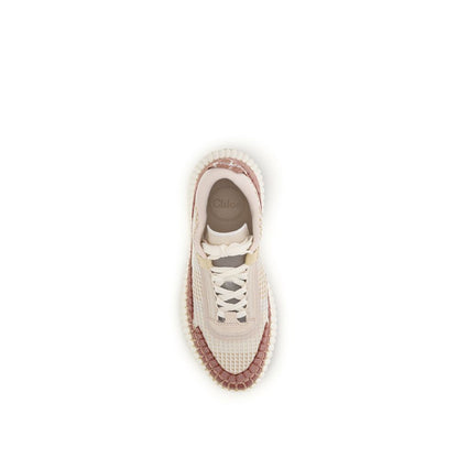 Beige Nylon Chunky Sneakers