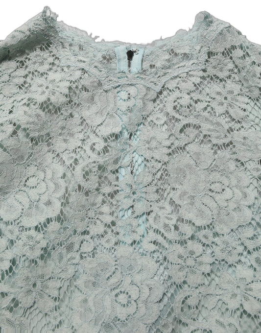 Mint Green Lace Sleeveless Knee Length Dress