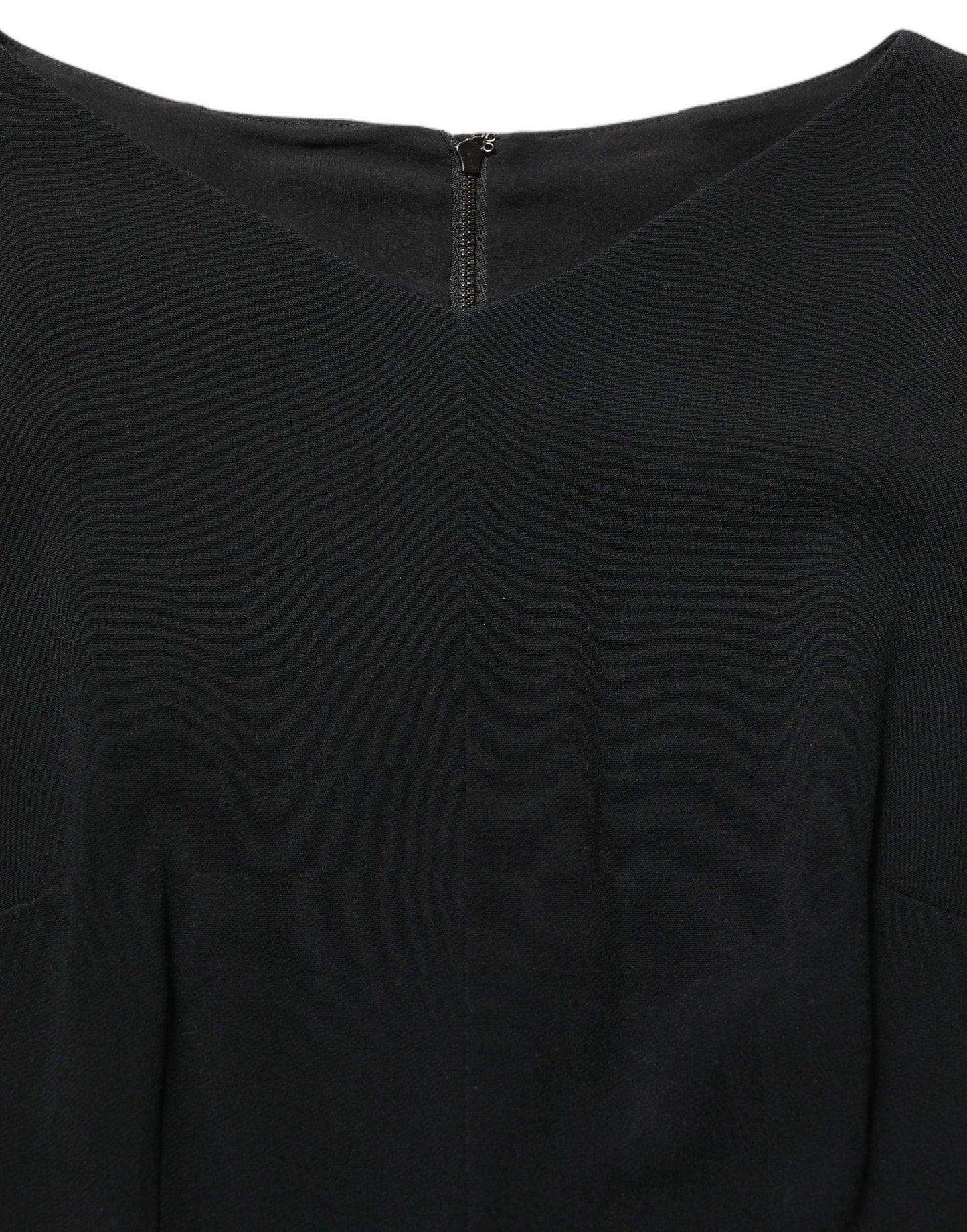 Black Viscose Short Sleeve A-line Midi Dress