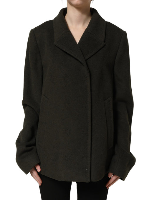 Dark Green Double Breasted Peacoat Jacket
