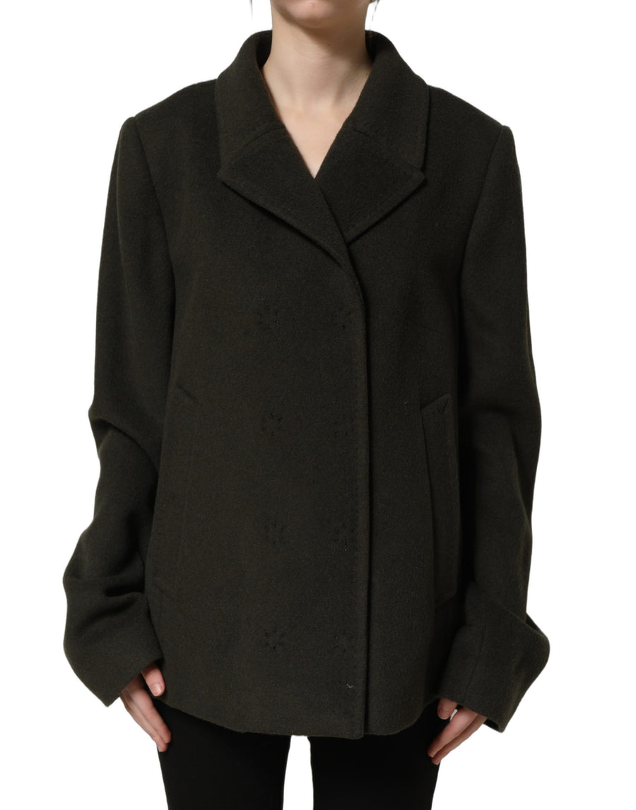 Dark Green Double Breasted Peacoat Jacket