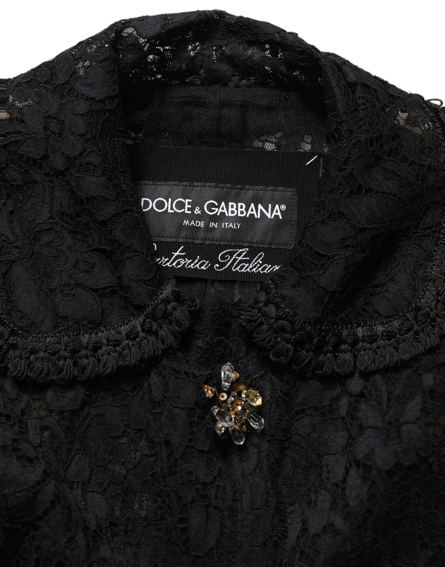 Black Embellished Guipure Lace Coat Jacket