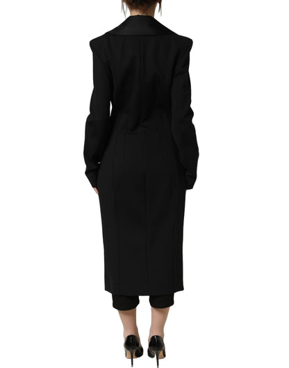 Black Nylon Double Breasted Coat Jacket