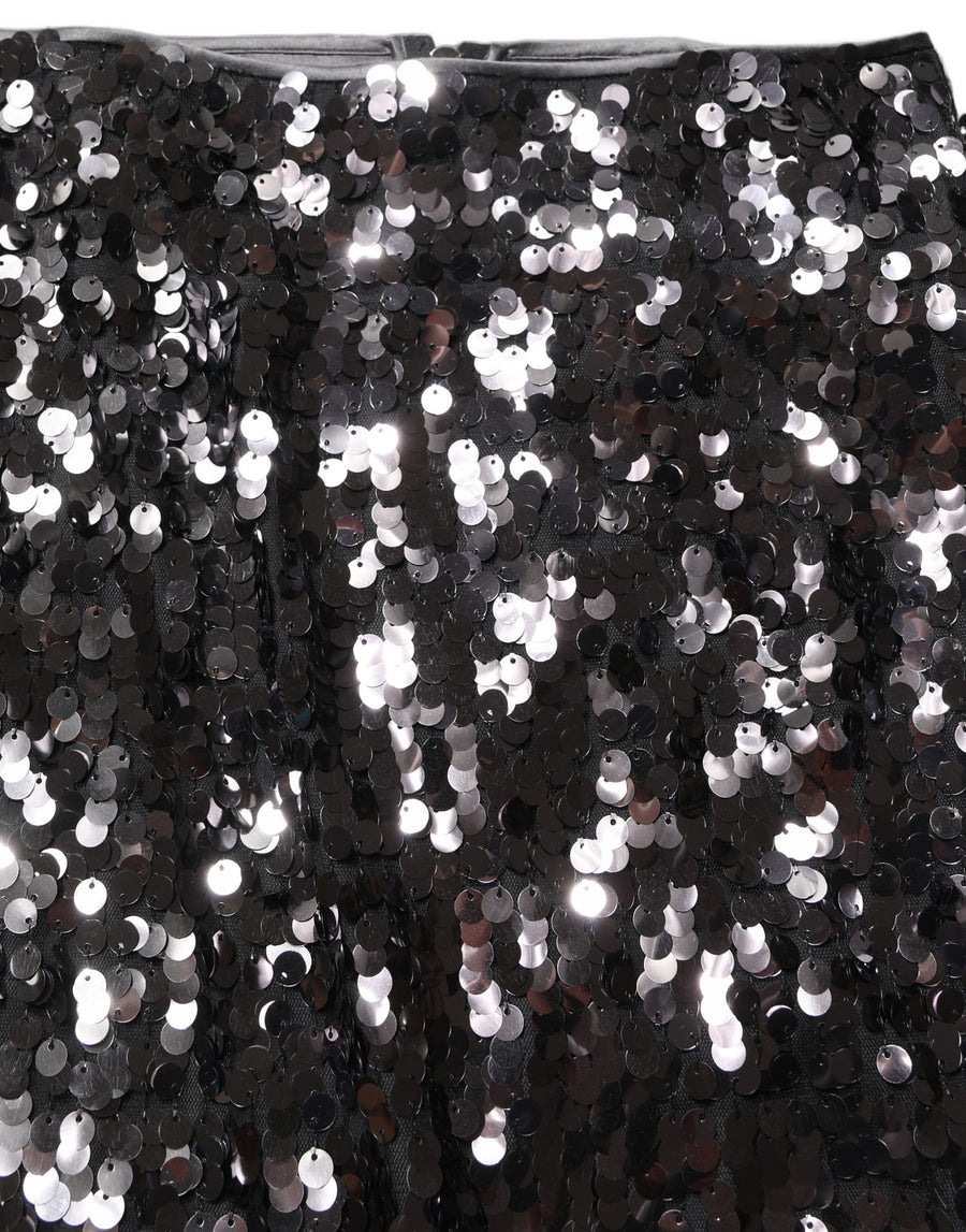 Brown Sequinned Embellished PencilCut Skirt