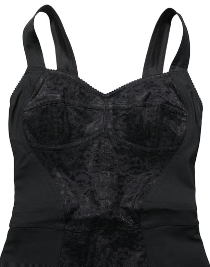 Black Floral Lace Corset Bodycon Bodysuit